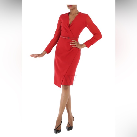 MaxMara Dresses & Skirts - NWT Max Mara Red Manuel Wool-Blend Crepe Belted Wrap Dress